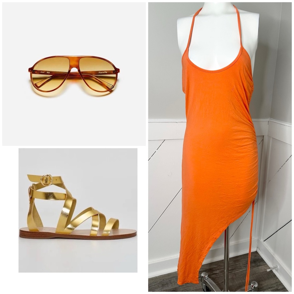 SHEIN ASYMMETRICAL ORANGE DRESS/PRELOVED/MEDIUM